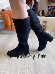 Amelia black EE wide fit knee high boots sizes 3-8 (36-41) and  calf 44cm