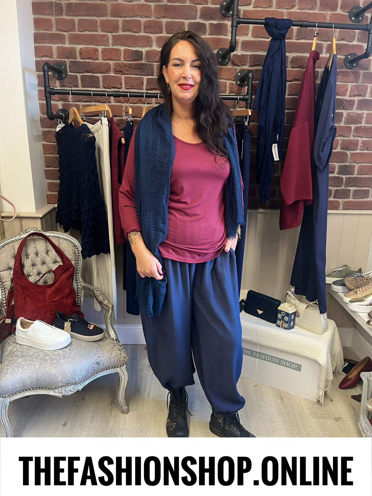 Carmen wine long sleeve layering top 14-20