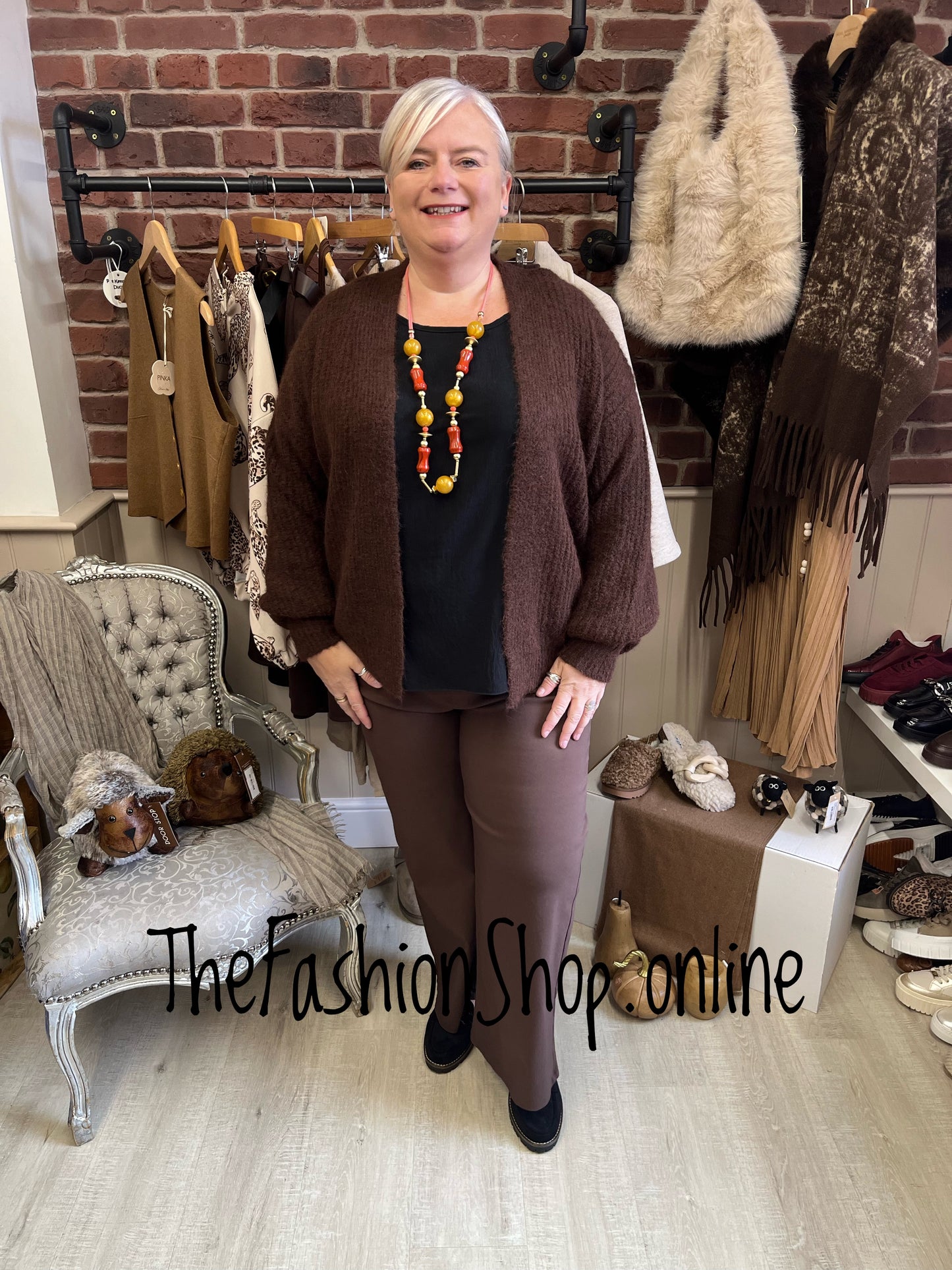 Joanna brown wool mix cardigan 10-18