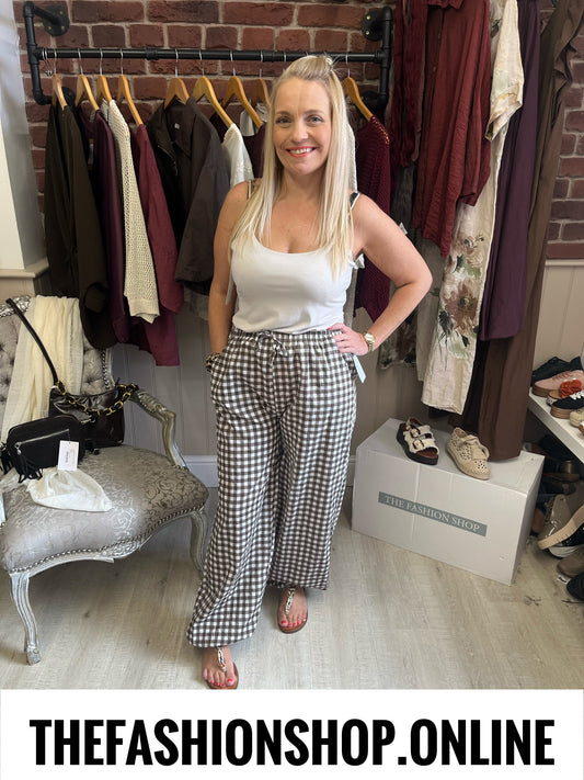 Salma brown gingham trousers 8-14