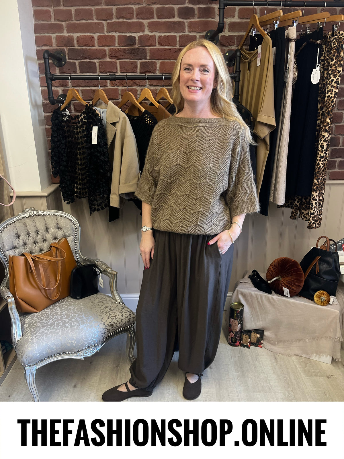 Georgia camel pointelle knit jumper 10-18