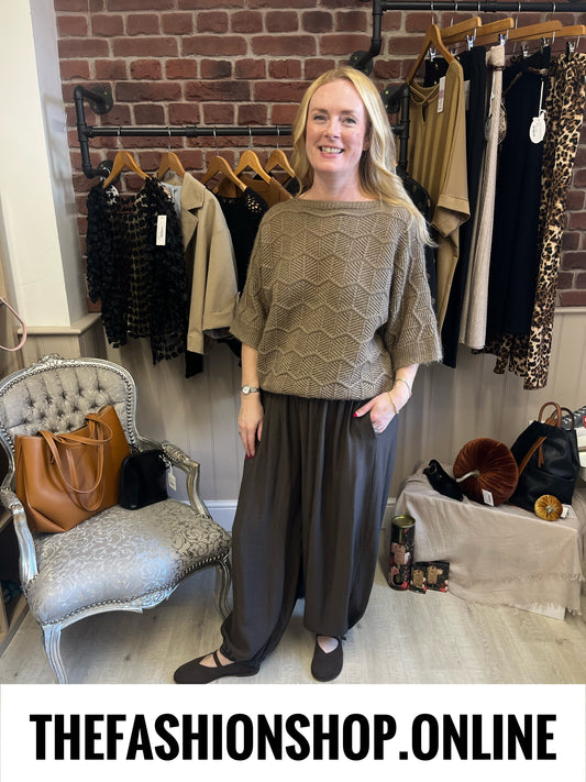 Georgia camel pointelle knit jumper 10-18