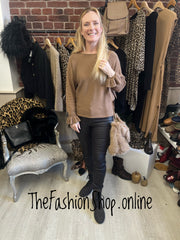 Della camel frill cuff jumper 8-16