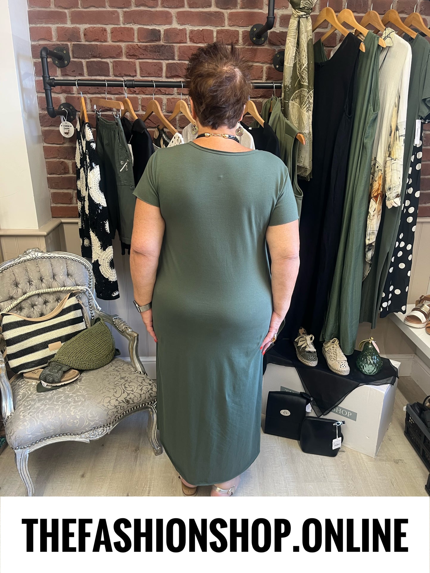 Eden Khaki Gold Fishbone dress 10-18