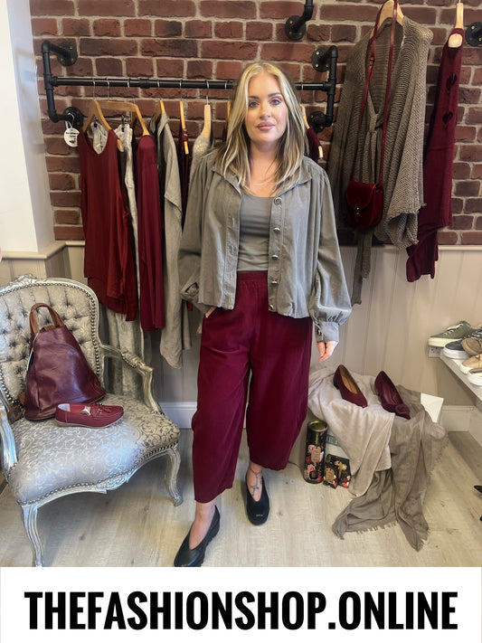 Katelyn wine needle cord balloon trousers 10-18