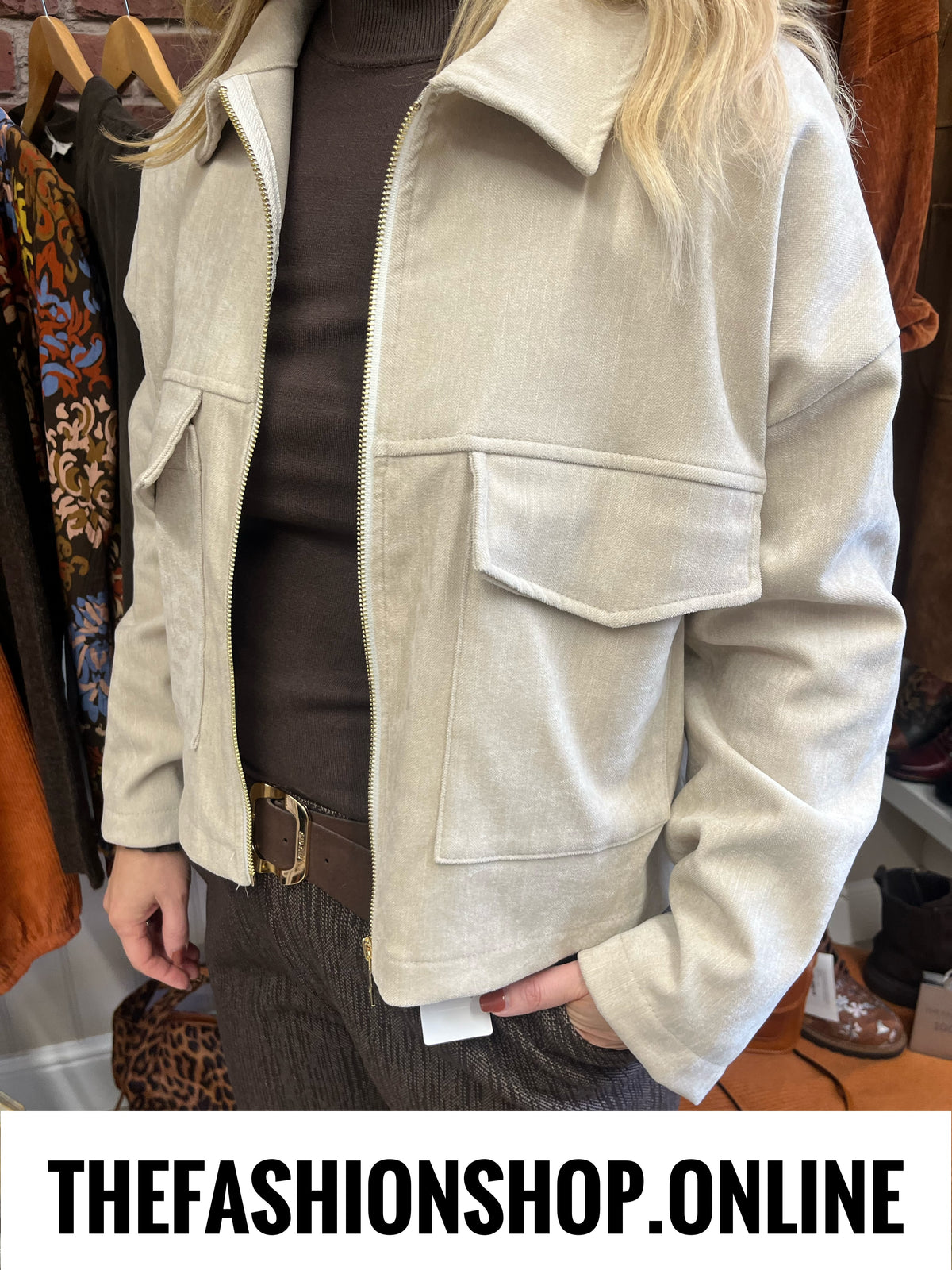 Willow beige faux suede jacket 8-16