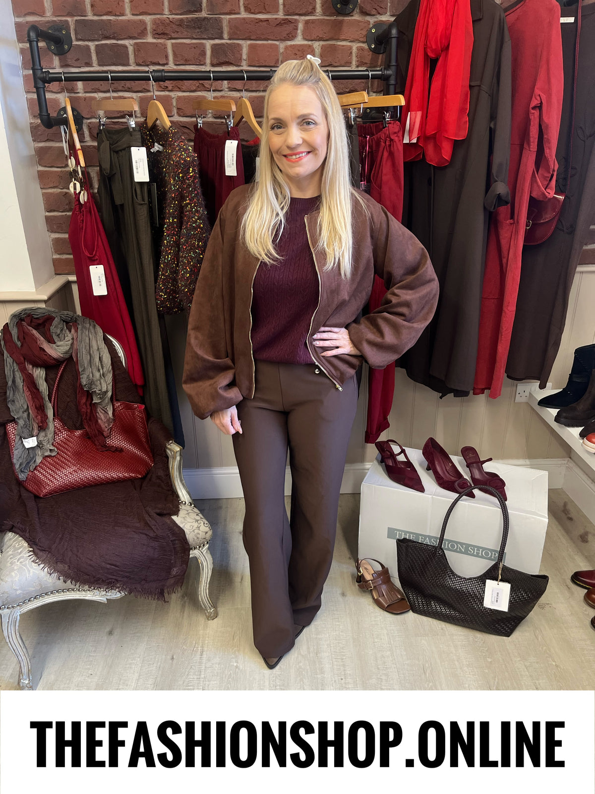 Demi brown faux suede bubble hem jacket sizes 8, 10, 12, 14, 16