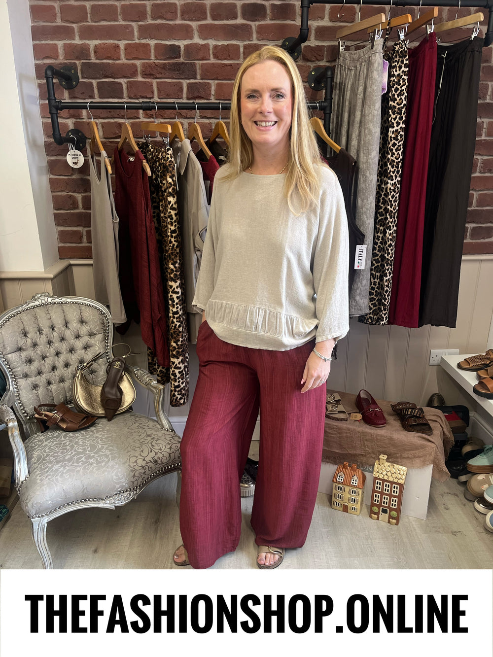 Maisie wine wide leg trousers 10-16