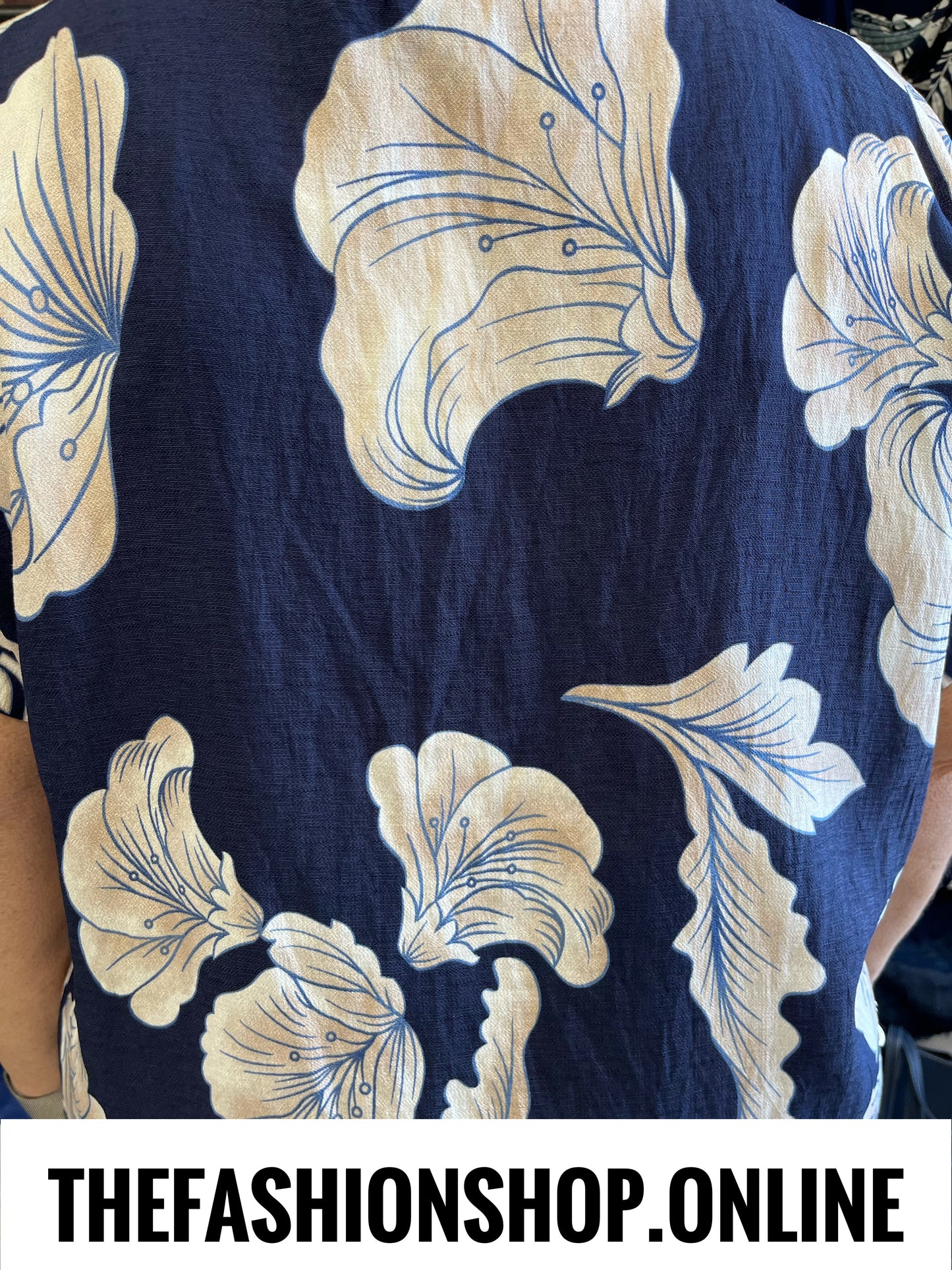 Hannah navy floral linen mix top 12-18