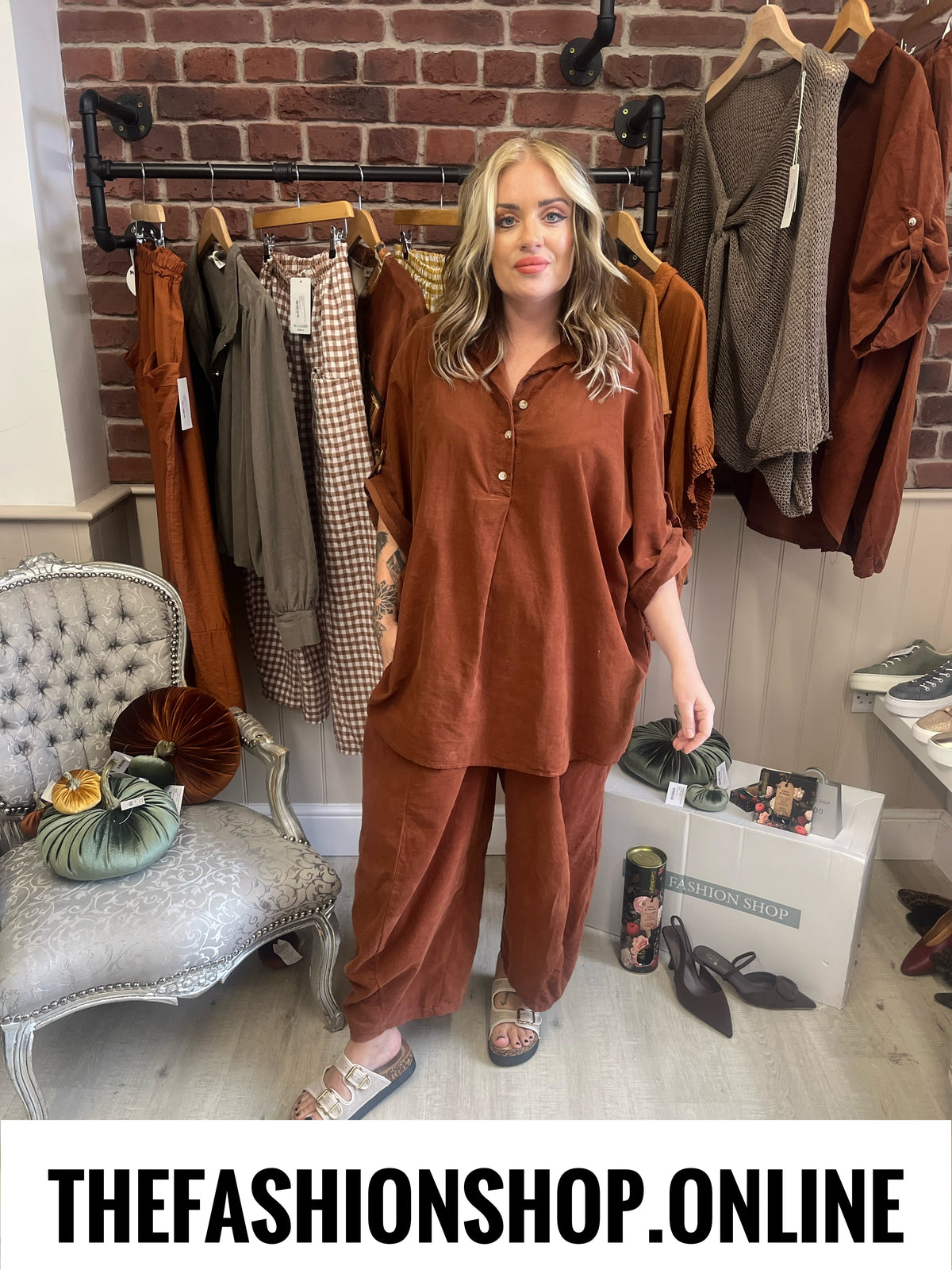 Shelby tan needle cord button back tunic 12-20