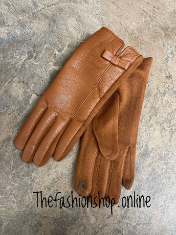 Premium Faux Leather Gloves in Tan
