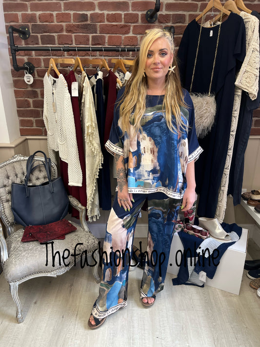 Parisian navy silk mix co-ord 12-16