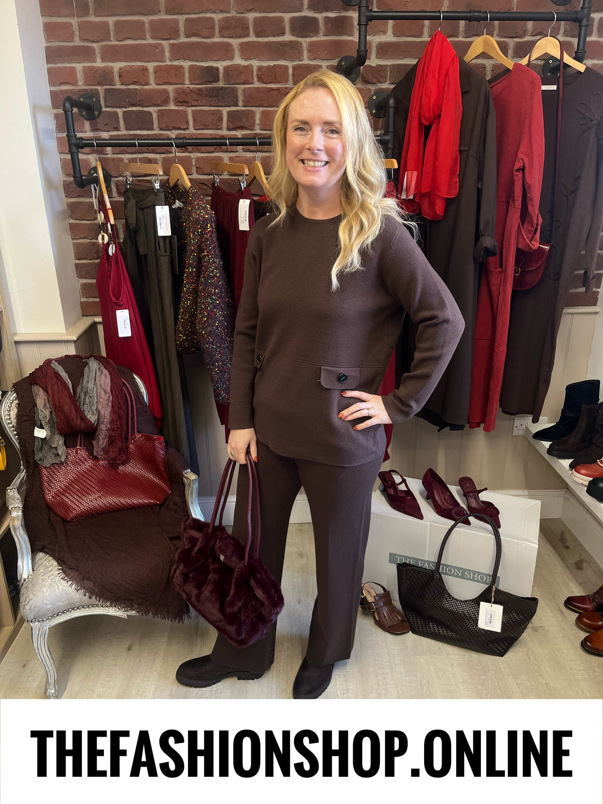Tasha brown cashmere mix co-ord 10-16