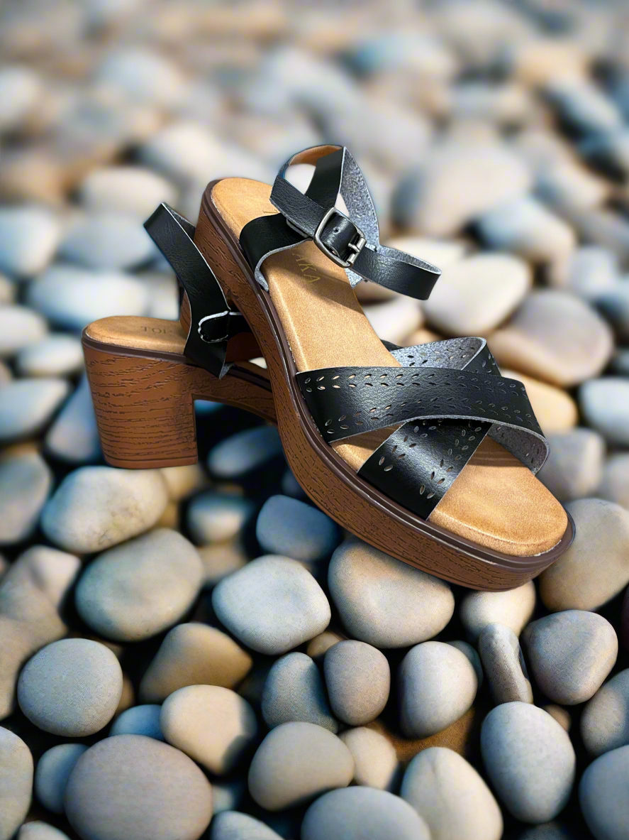 Sandy black block heel sandal sizes 3-8 (36-41)