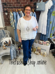 Sadie white crochet layering top 14-22