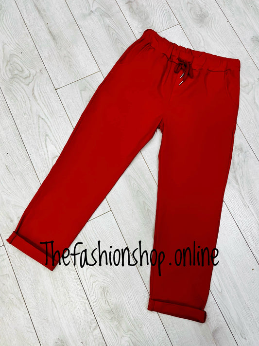 Plus size red smooth super stretchy trousers 18-22