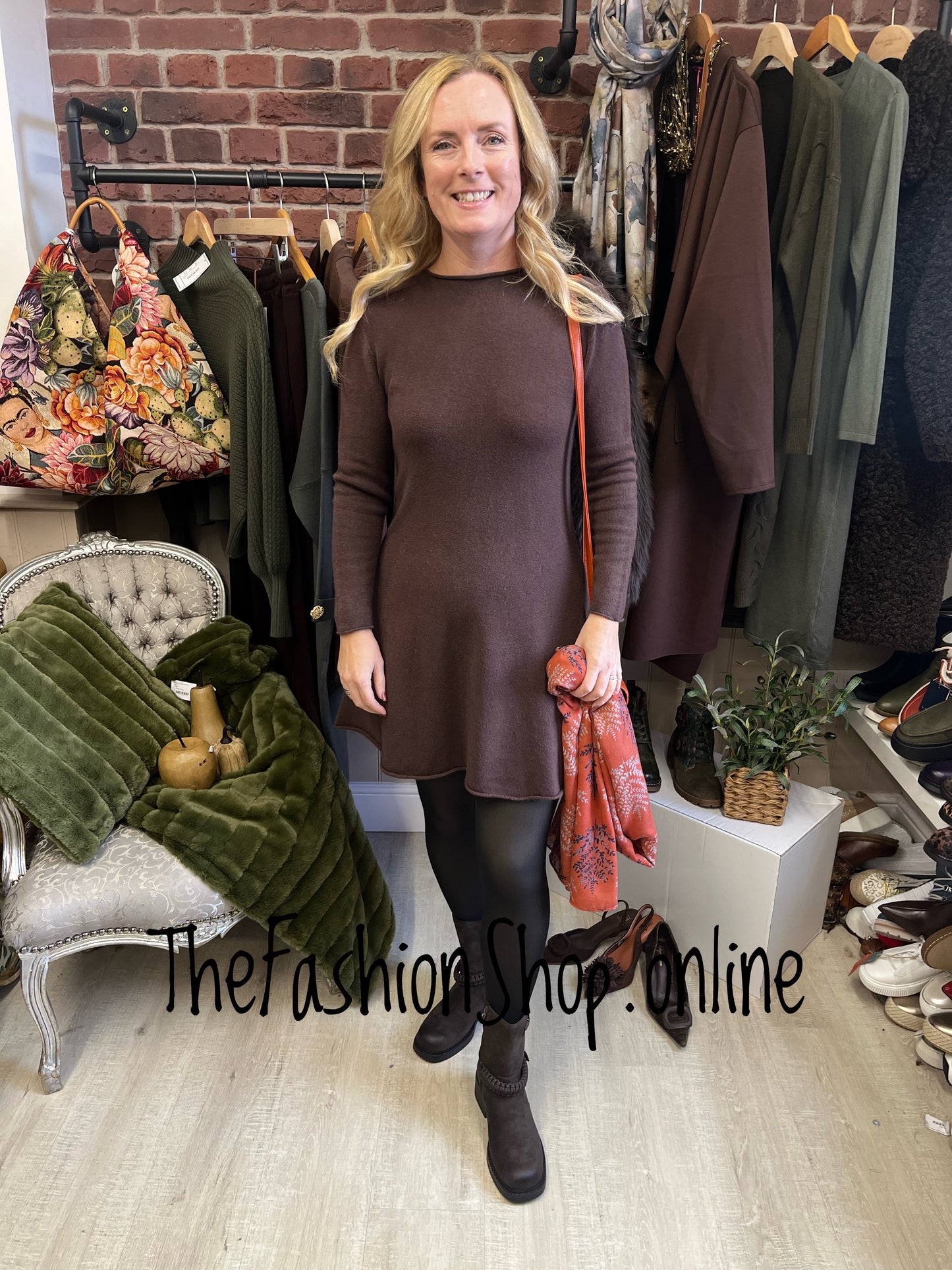 Milan brown knitted swing dress 8-12