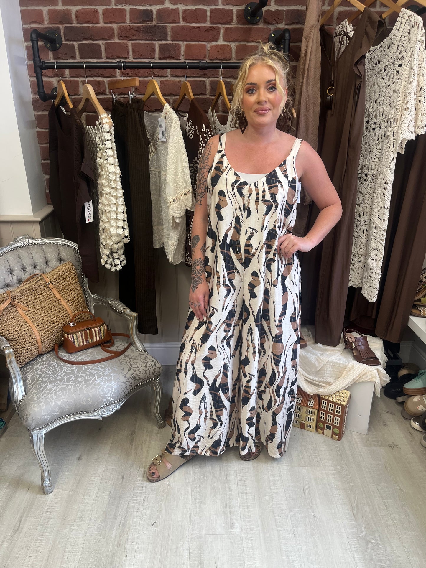Fly Out abstract print jumpsuit 10-14