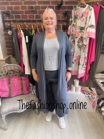 Charcoal longline fine split side jacket 10-22