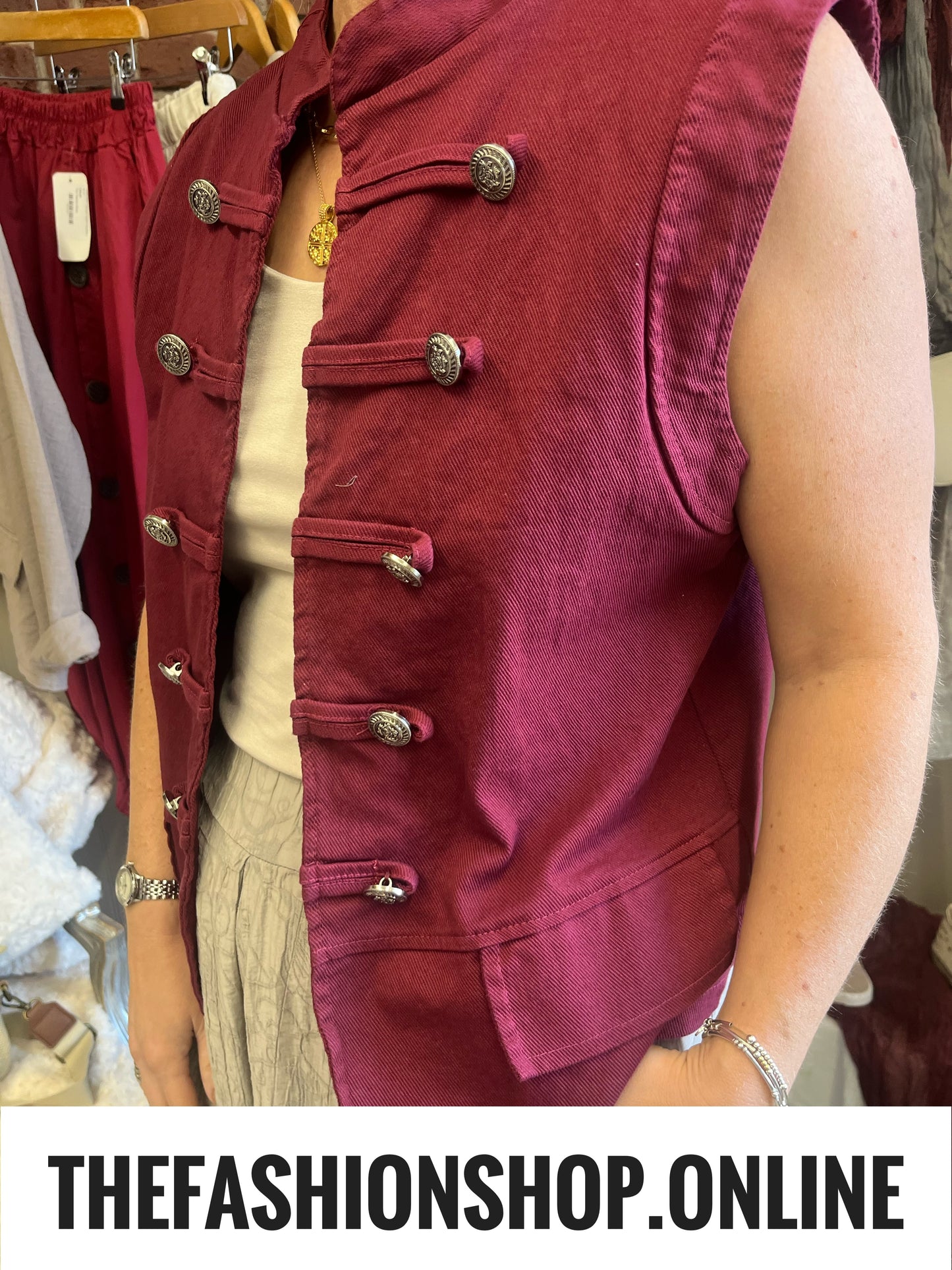 Charlotte wine military waistcoat 8-14