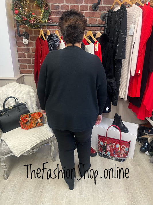 Chloe black abstract rose jumper 12-22