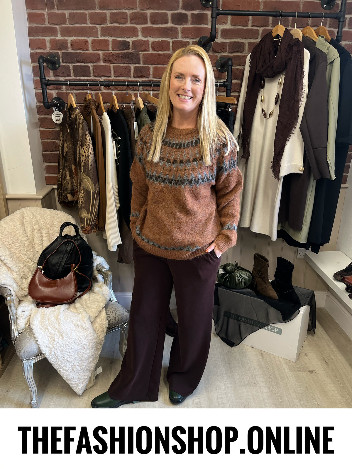 Zelda rust Fair Isle jumper 10-18