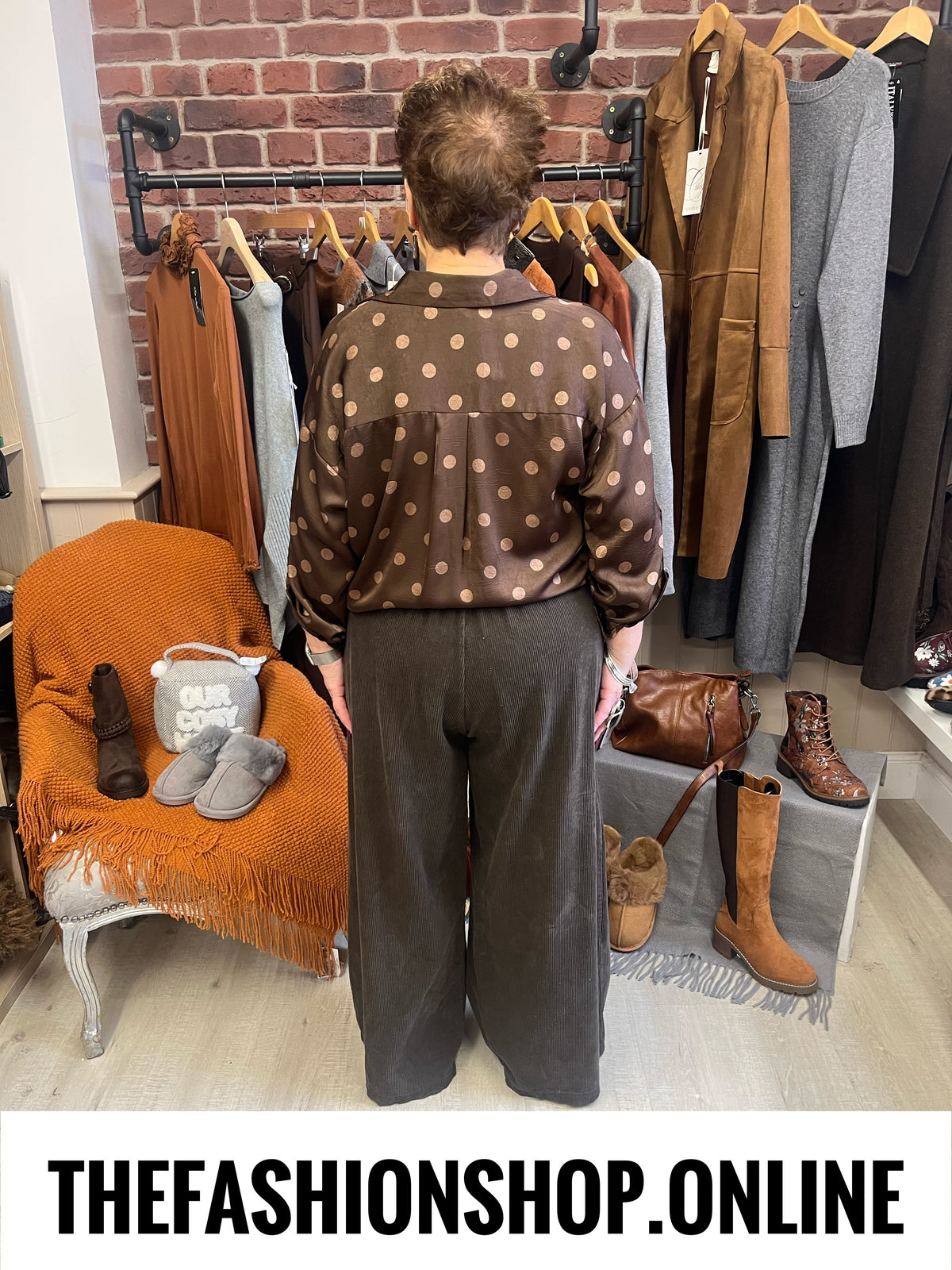 Ellis brown cord wide leg trousers 10-20