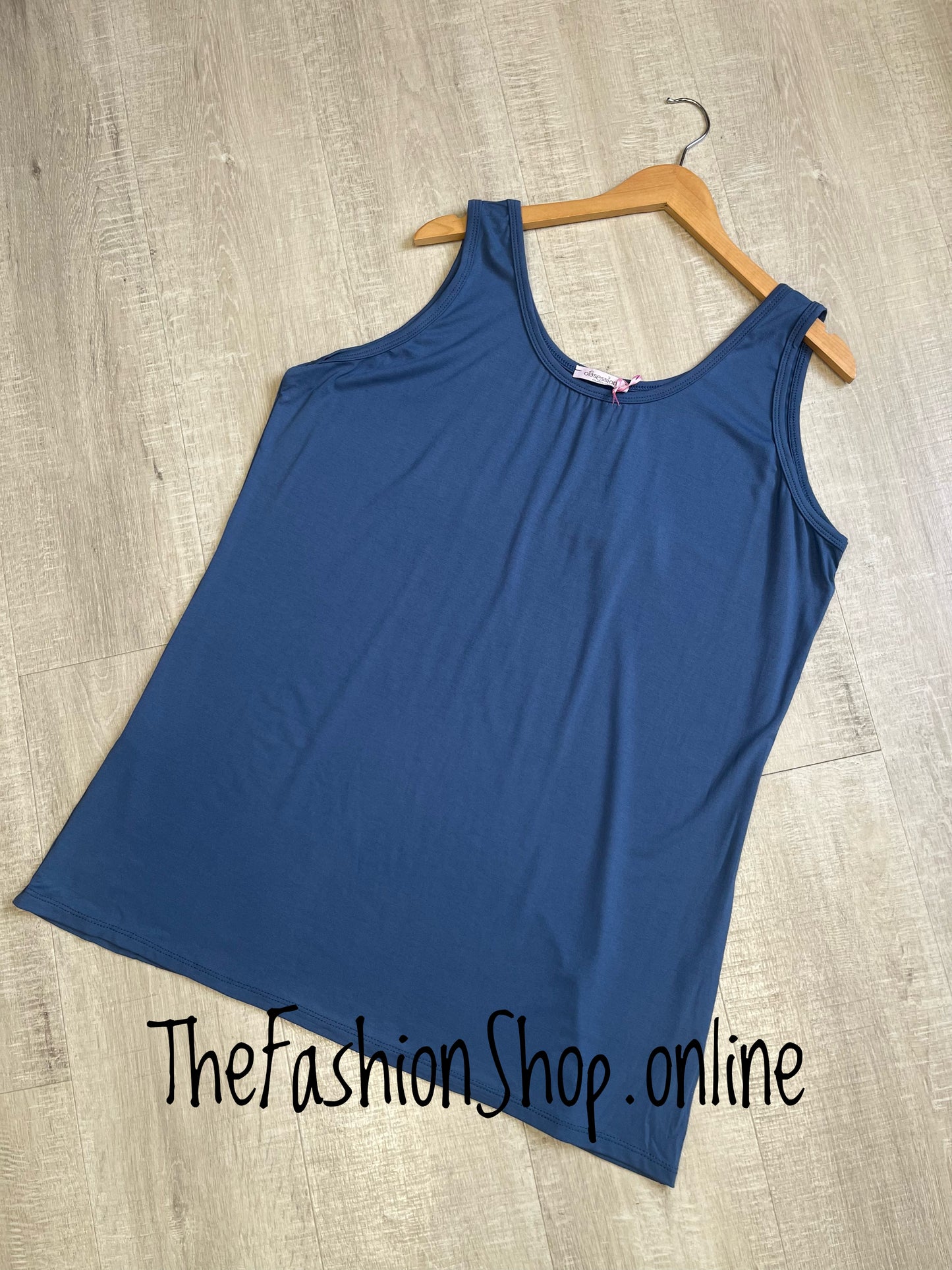 Plus size denim blue quality round neck vest 18-24