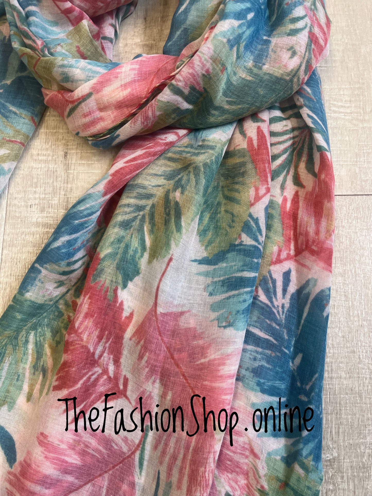 Colourful tropical leaf scarf