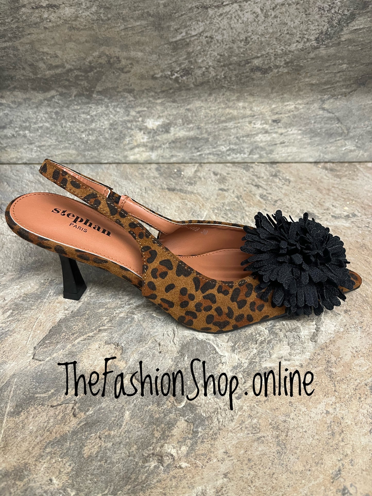 Molly leopard print sling back pompom shoes sizes 3-8 (36-41)