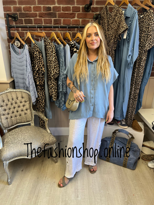 Saloos denim blue high low shirt sizes 10-18