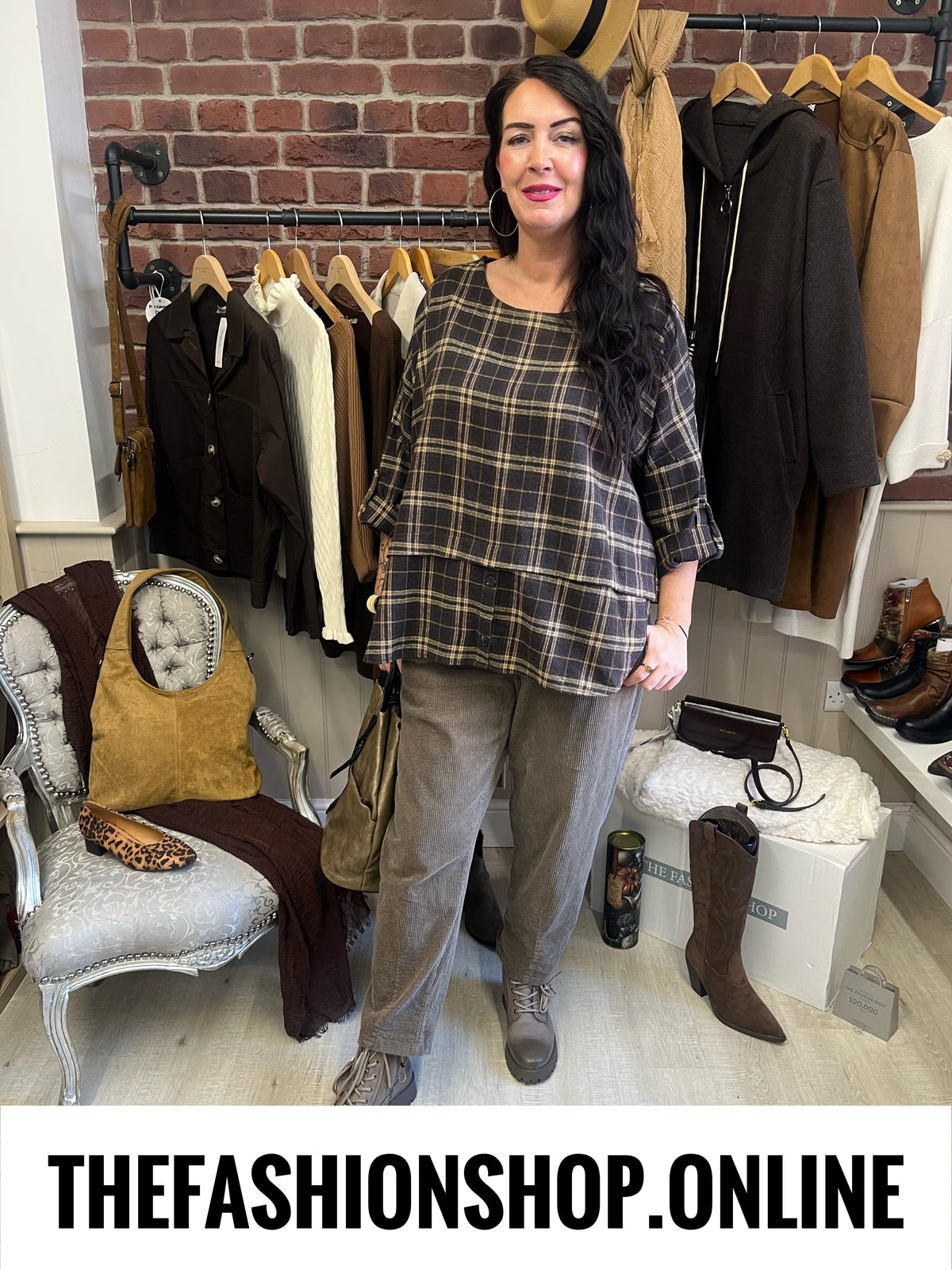 Matilda brown checked button top 16-22