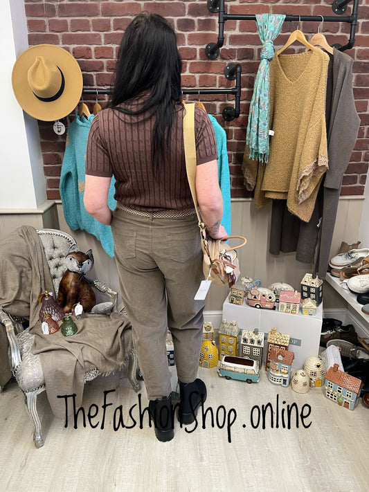 Bella brown cable knit top 8-16