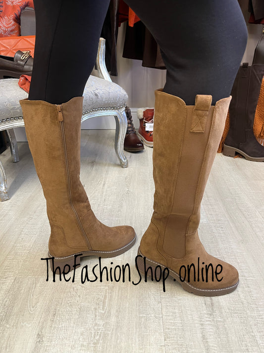 Ebony camel faux suede knee high boots sizes 3-8 (36-41)