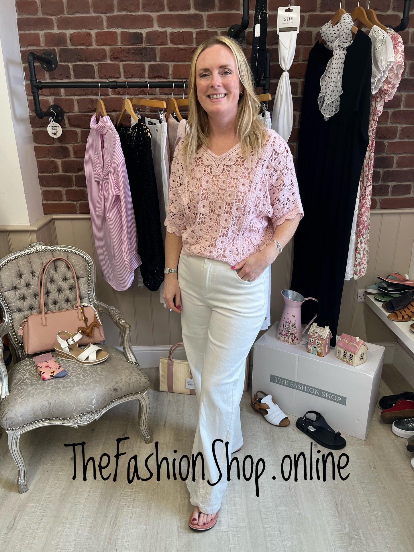 Ella pink crochet layering top 8-12