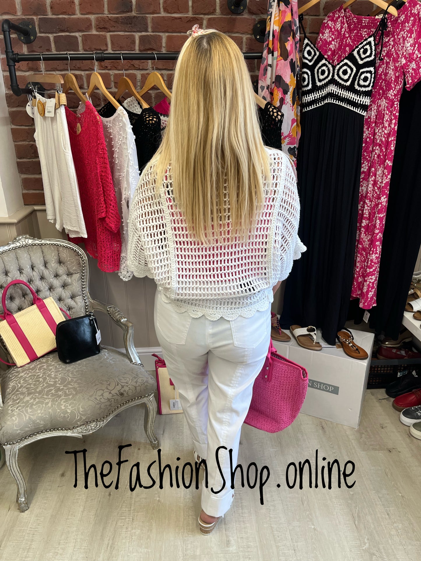 Ella white crochet layering top 8-12