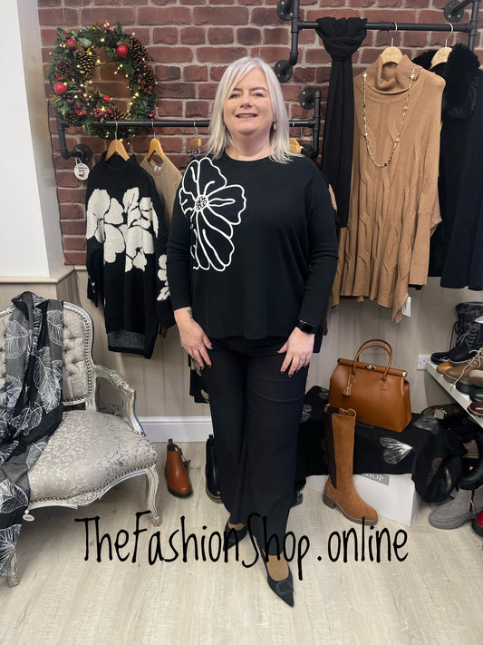 Faith black large flower jumper 12-22