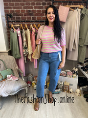 Lola pink and green wool mix knitted top 8-14