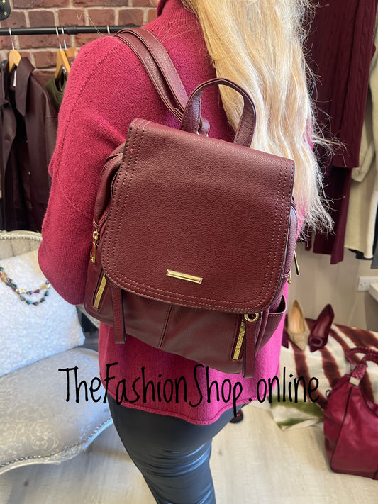 Sammy wine faux leather backpack