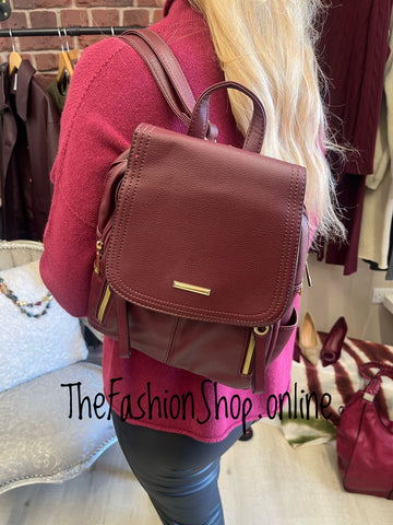 Sammy wine faux leather backpack