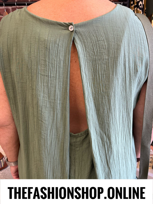 Katelyn khaki open back jumpsuit 12-18
