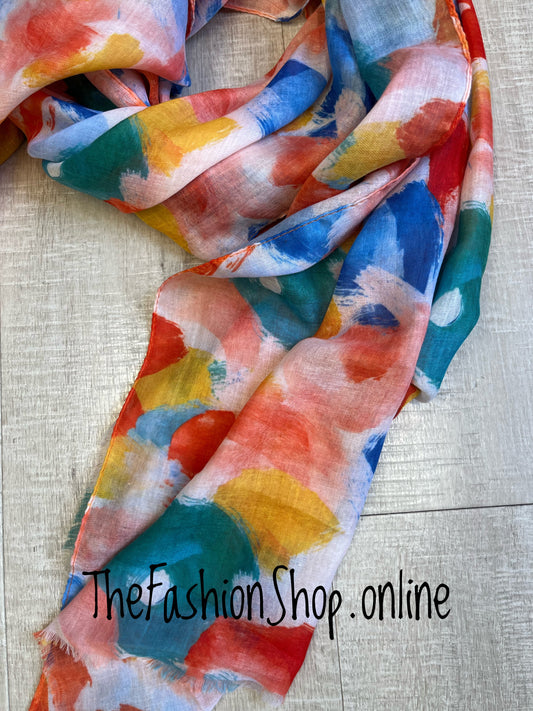 Red Cuckoo multi abstract scarf