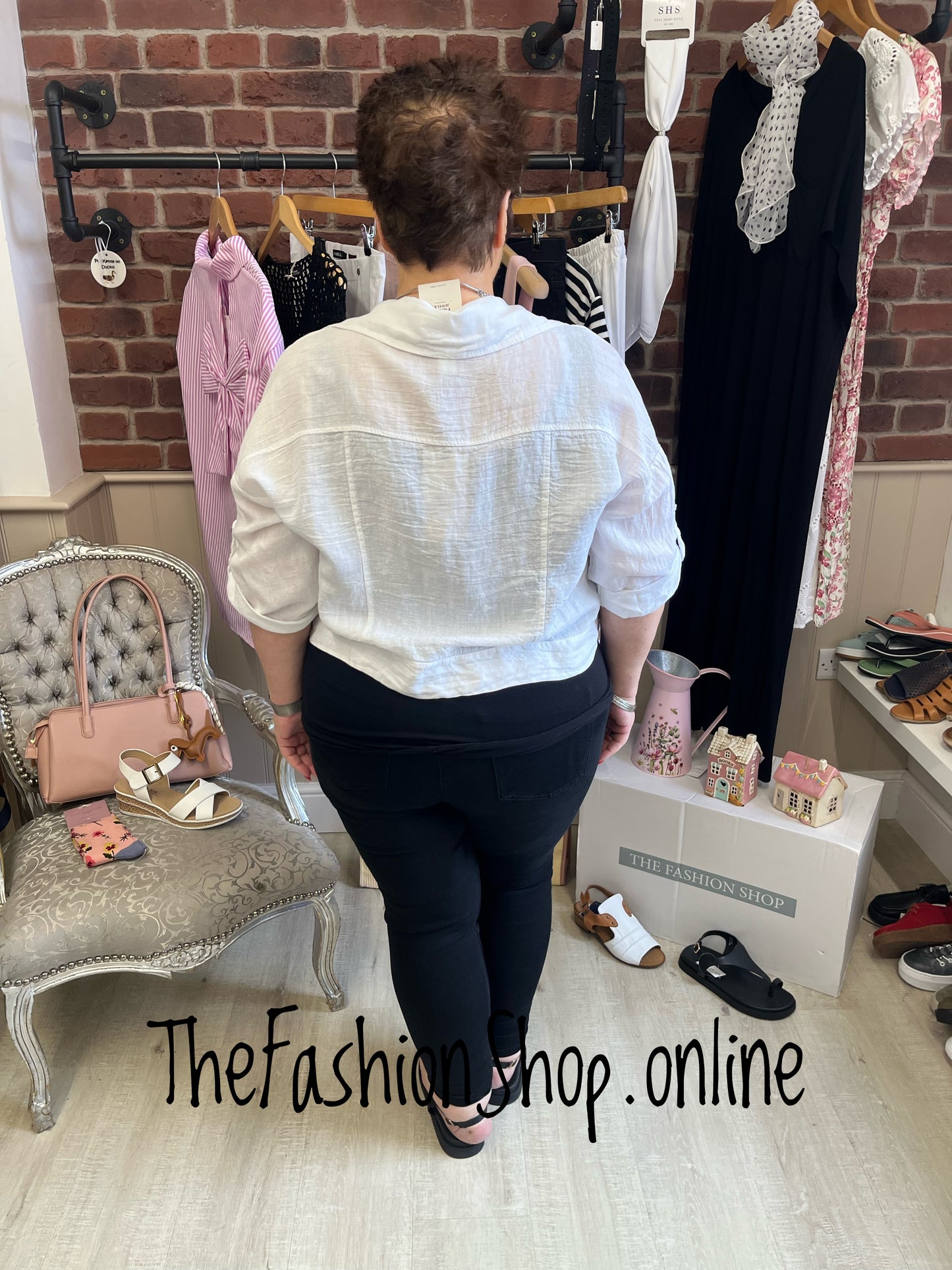 Eliza white linen jacket 12-18