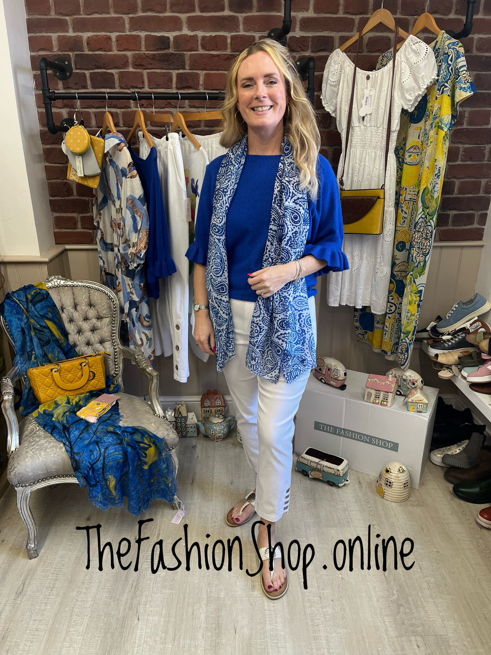 Tess royal blue jumper with frill sleeve 8-14