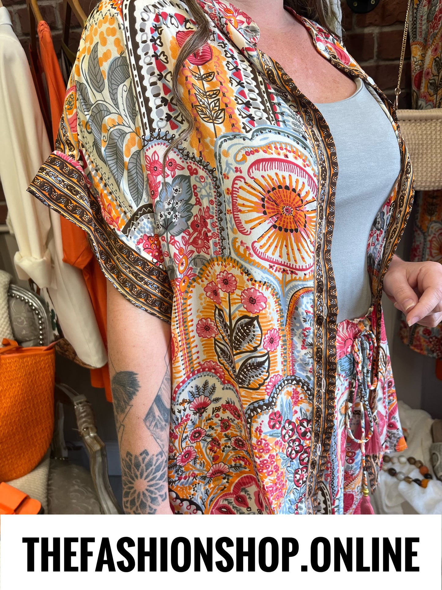 Claudia boho printed blouse sizes 12-14, 16 and 18