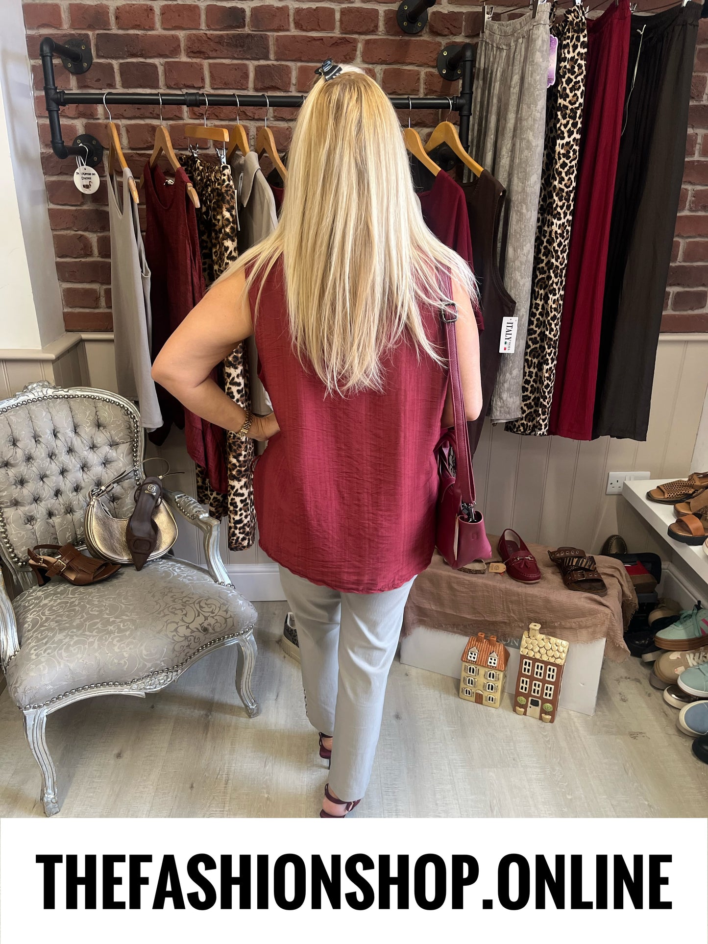 Zuri wine side tie top 8-14