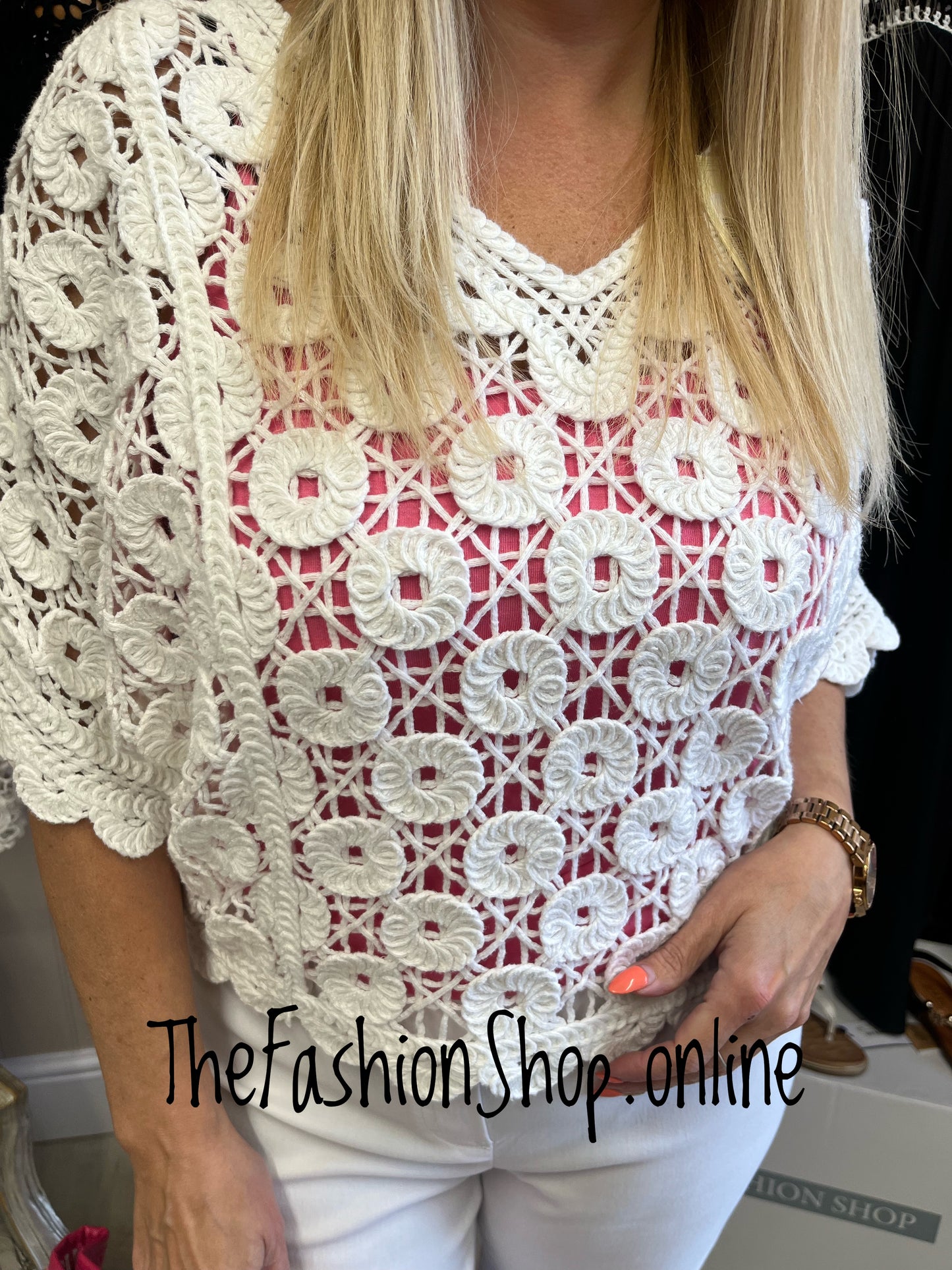 Ella white crochet layering top 8-12