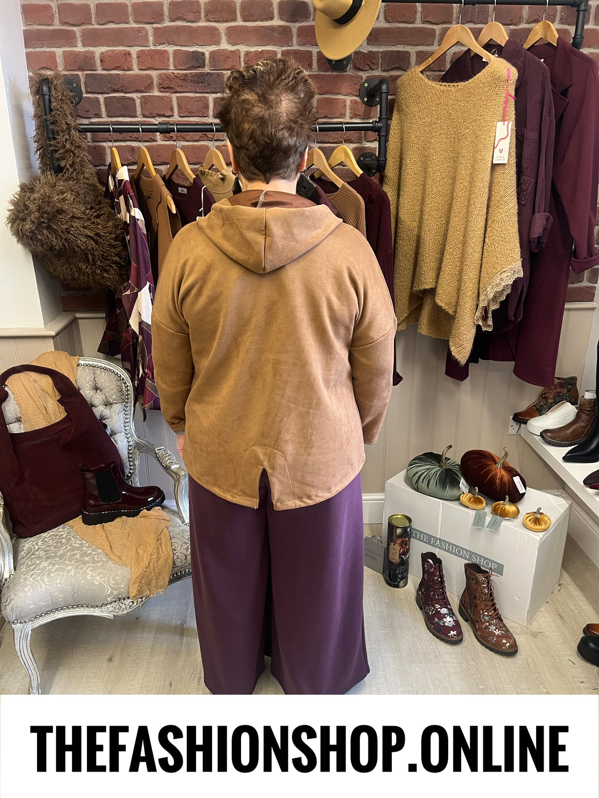 Darcie camel faux suede hooded jacket 14-20