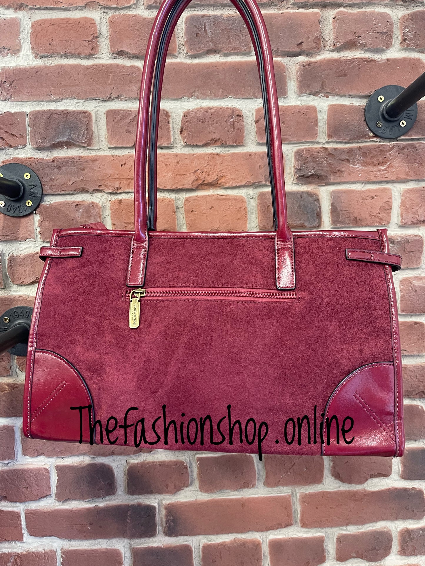 Grace wine faux suede bag