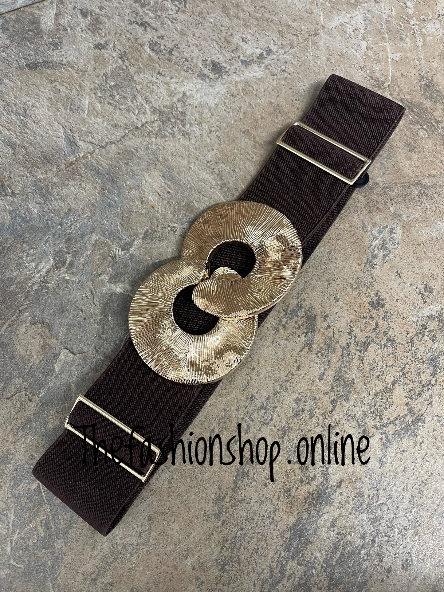 Brown elasticated statement belt